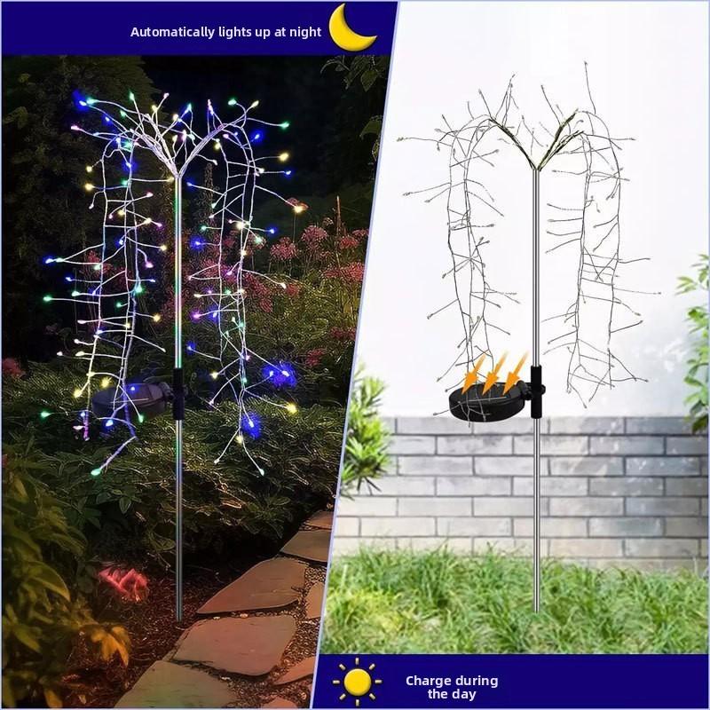 Solar Ground Inset Firework Led Landscape Light Waterproof Yard Decor For Garden
