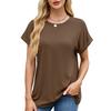 Damen S Einfarbig Rundhals Locker Kurzarm T-Shirt