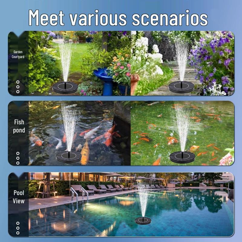 Solarbetriebener Automatischer Springbrunnen-Umwälzer & Belüfter für Innenhöfe, Steingärten, Teiche und kleine Wasserspiele