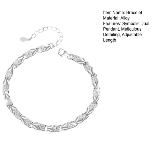 Bransoletka Damska Regulowana Długość Czterolistna Koniczyna Zawieszka Serce Symbolizująca Miłość Szczęście Bransoletka Biżuteria Prezent