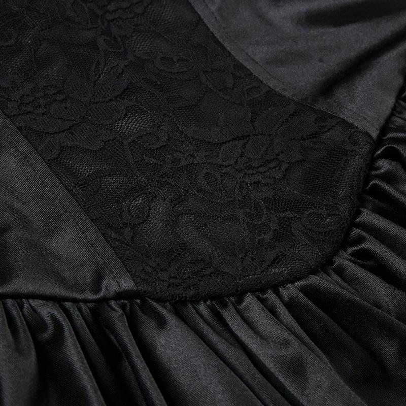 Women's Solid Colour Temperament Slim Lace Splicing V-neck Waist Thin A-line Halter Ballet Skirt