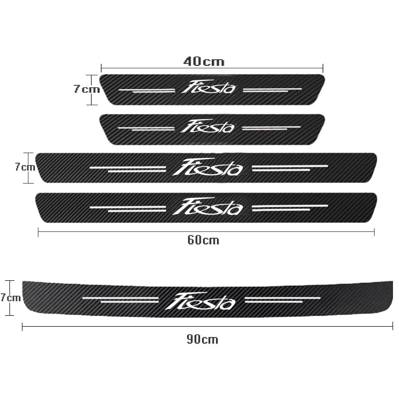 Carbon Fiber Car Door Threshold Sill Protector Trunk Bumper Pedal Anti Scratch Waterproof Decal Stickers Cover For Ford Fiesta