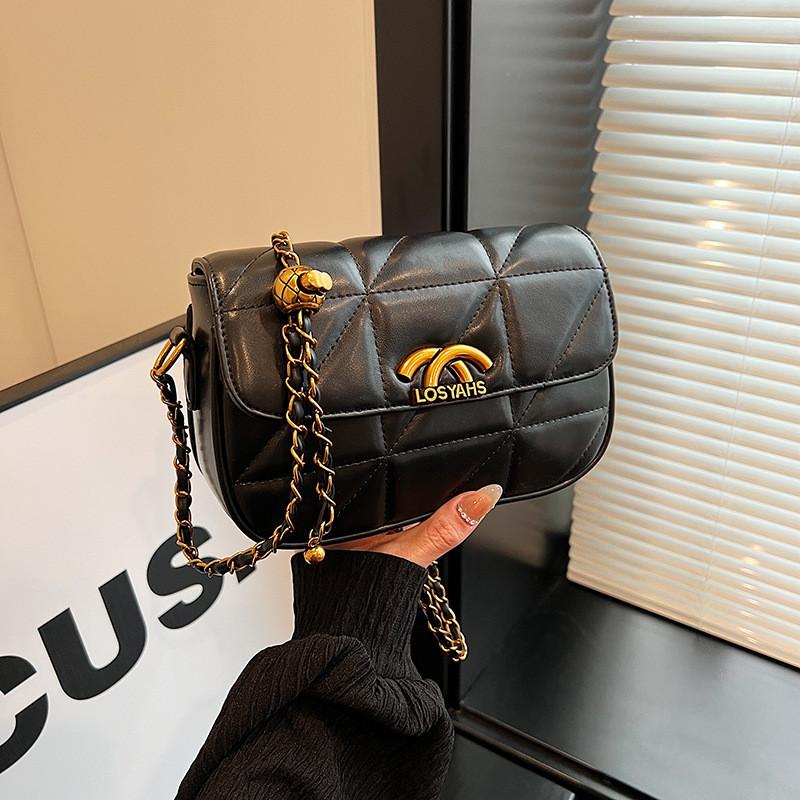Ielgy High-End Rhombus Texture Chain Shoulder Messenger Bag Trendy