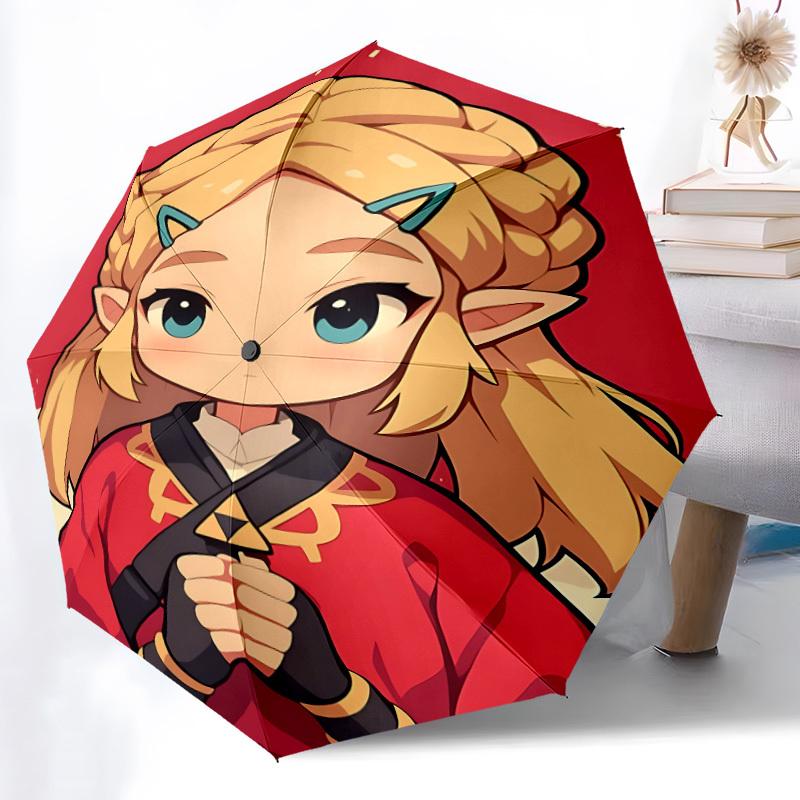 1pc The Legend of Zelda Automatic Open/close Folding Portable Umbrella with 8-Rib Structure for Women/Men, All-Season Use A0901140