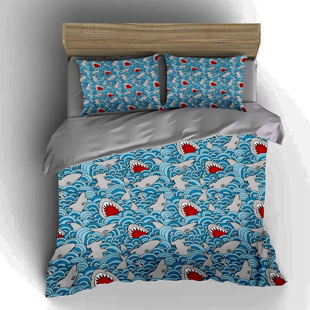 Sharks Amidst Waves. Bedding Duvet Cover Sets Duvet Covers Pillowcases Gifts (1 * Duvet Cover 2 * Pillowcases, Without Duvet Insert)