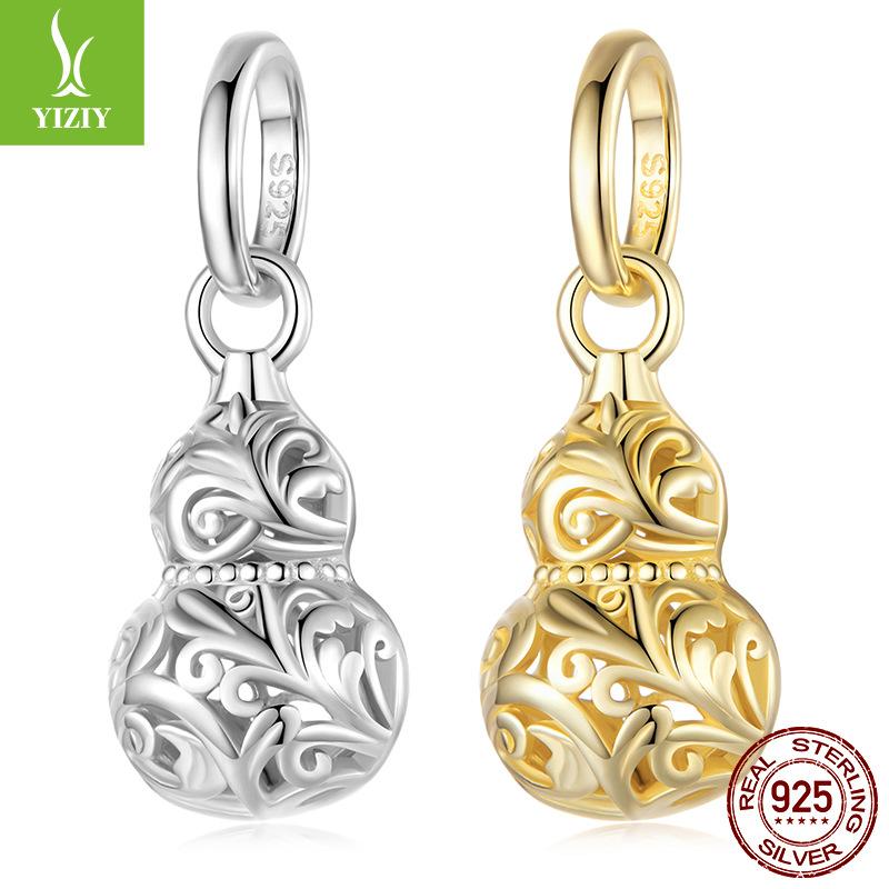 Retro Stil S925 Sterlingsilber Kürbis Anhänger Zubehör Glücksbringer Nafu DIY Glücksperlen