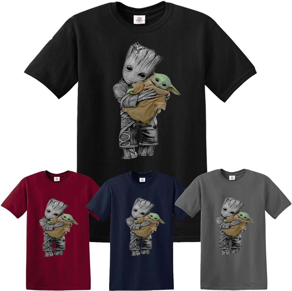 BABY YODA BABY GROOT FUNNY TSHIRT CUTE STAR AVENGER JEDI WARS LADIES MENS TOP Unisex T-Shirt XXXXL