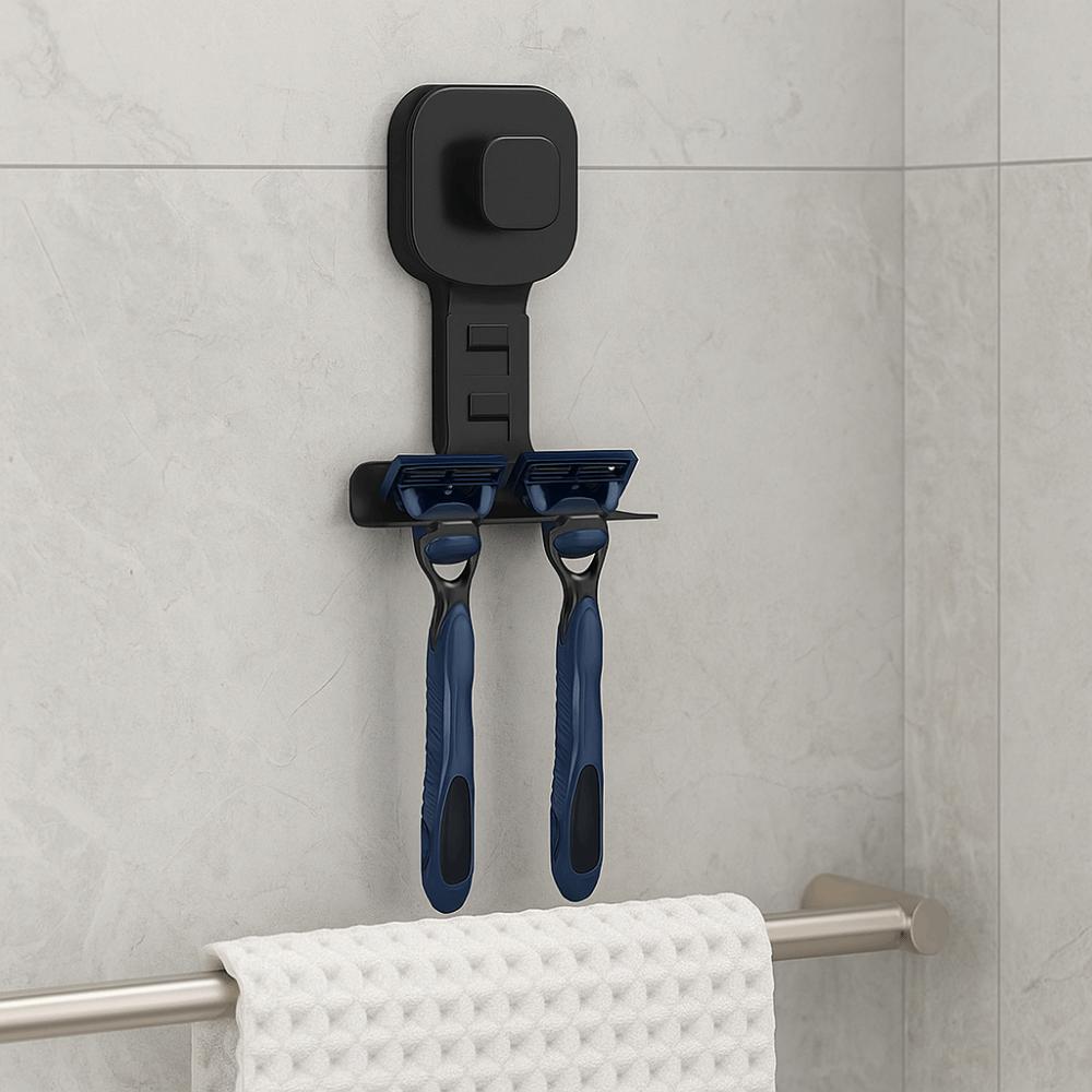 No drilling Shaver Storage Rack Wall Mounted Shower Wall Hook Suction Cup Shaver Holder  Bathroom