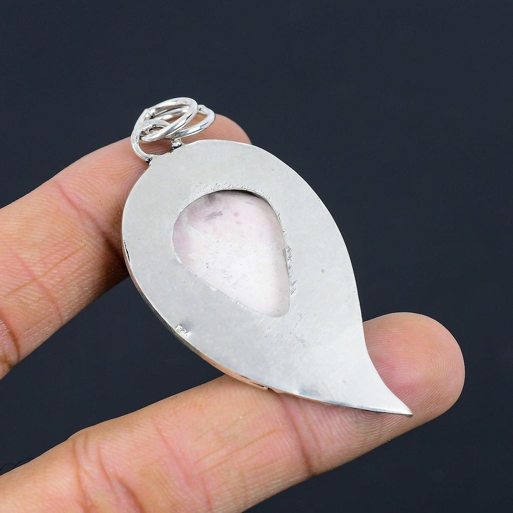 Natural Rhodochrosite Gemstone Pendant 925 Sterling Silver Jewelry For Girls