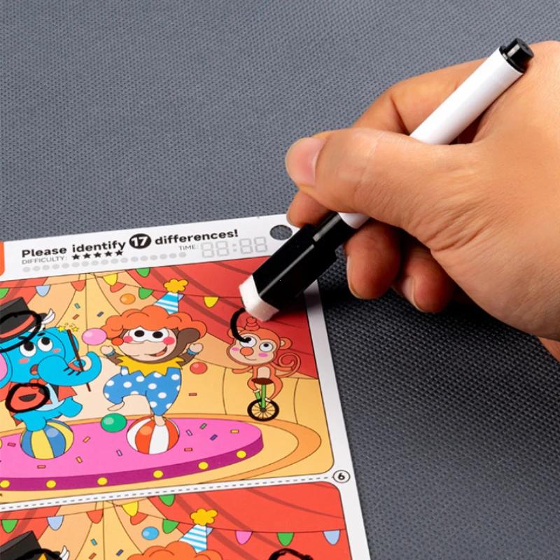 Find the Difference Game Concentration Training Set 10 Sheets/Set, Reusable Reverse Answer, Interactive Observation Skills Toys