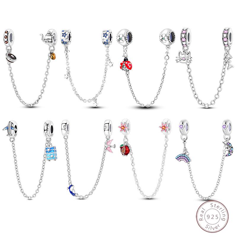 Copper Safety Chain Rainbow Flower Inlaid Zirconia Beads Suitable For Original Bracelet Bracelet Diy Jewelry