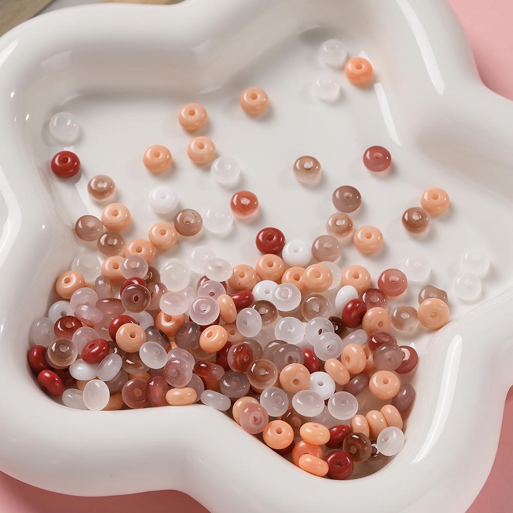 100pcs/lot Glass Imitation Jade Beads Flat Round Spacer Beads Mixed Bead for DIY Necklaces Bracelets Jewelry Making Accessories