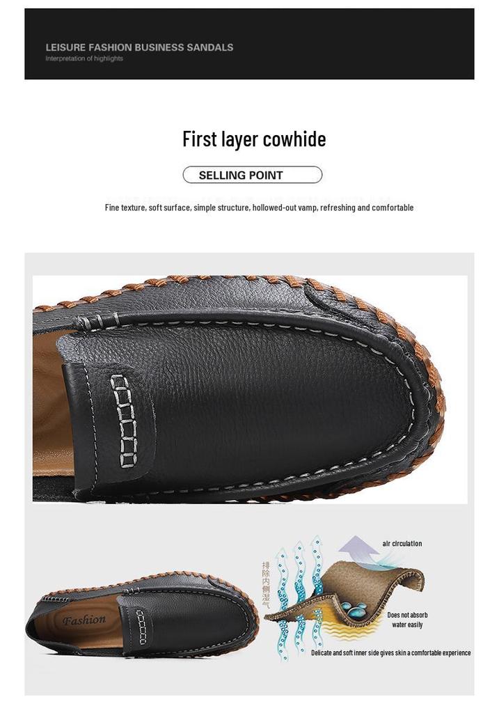 2026 Summer Men's Handmade Leather Slip-On Casual Driving Shoes (Large Size)