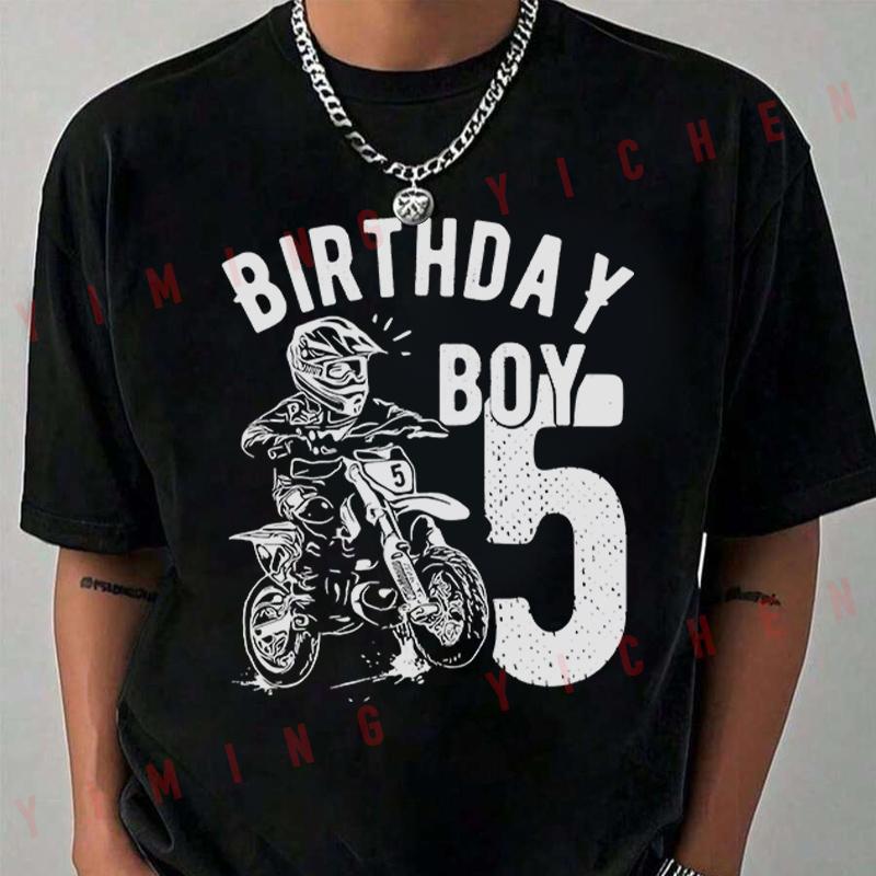 Motorcycle 5 Years Old Birthday Boy Dirt Bike Motorbike T-shirt Casual Mens Sportswear Top Te