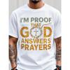 Men's T-Shirt "I Am the Proof of God's Response To Prayer" with Golden Crown Cross & Lettering - Ultra-Soft Breathable Fabric - Crew Neck Short Sleeve