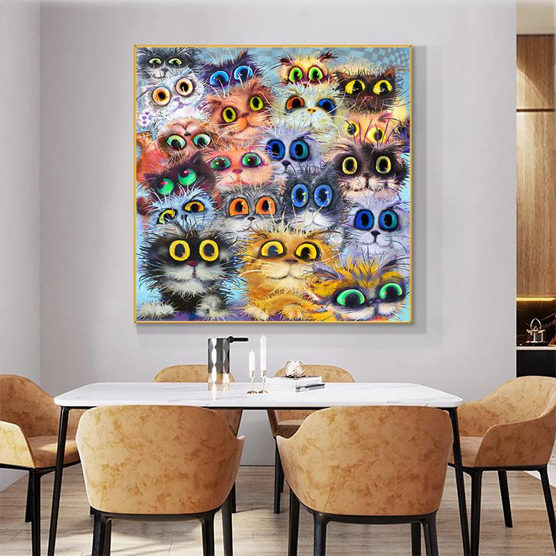 Modern Colorful Cute Cats Eyes Open Canvas Paintings Posters and Prints Wall Art Picture for Living Room Home Decoration Cuadros