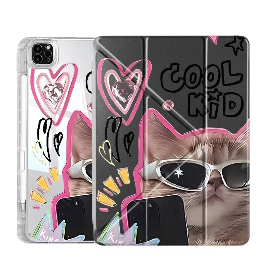

Крутой Кот Чехол-подставка Y-Fold Чехол для планшета Для iPad Mini 6 7 Pro 11-го 10-го 9-го 8-го 7-го 12,9 дюйма Pro 2025 Air 4 5 M3 M2 1 2 M4 iPad Mini 6 8.3