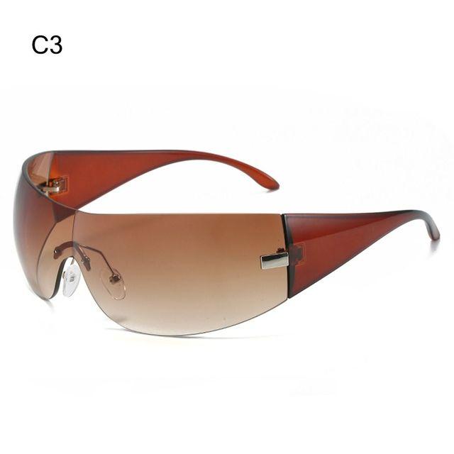 

Модные солнцезащитные очки Y2k для женщин и мужчин без оправы, солнцезащитные очки футуристического цельного оттенка, модные солнцезащитные очки в стиле хип-хоп