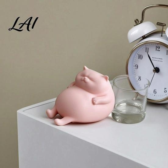 PLA Plastic Cat Ornament 3D Printed Fat Figurine Cute Lazy Statue Healing Statue Minimalist Tabletop for Office Desk And Shelf Decor Decorations