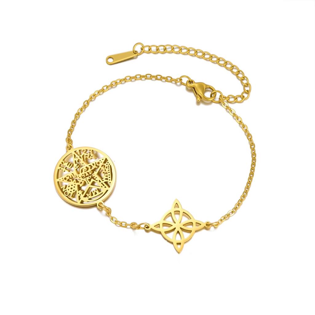  Wicca Witch Knot Bracelet Stainless Steel God Name Tetragrammaton Pentagram Bracelet Solomon Amulet Jewelry Wholesale