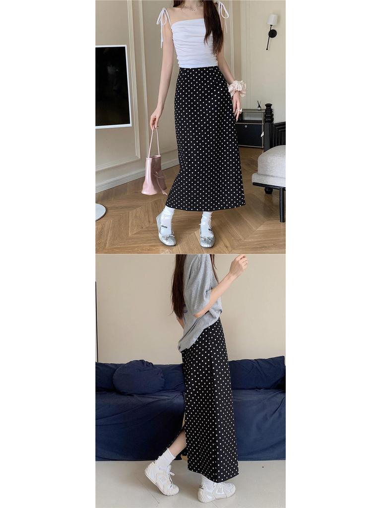 2026 Damen High-Waist A-Linien Polka Dot Midi-Rock mit Schlitz - Neuer Sommer-Artikel