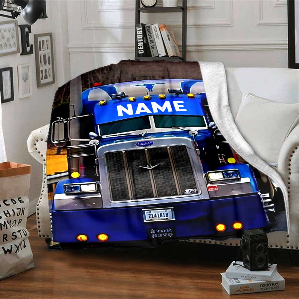 Truck Personalized Name Blanket Throw Personalized Blanket Soft Warm Cozy Throw For Bed Sofa Office Chair Livingroom Ideal for All Seasons
