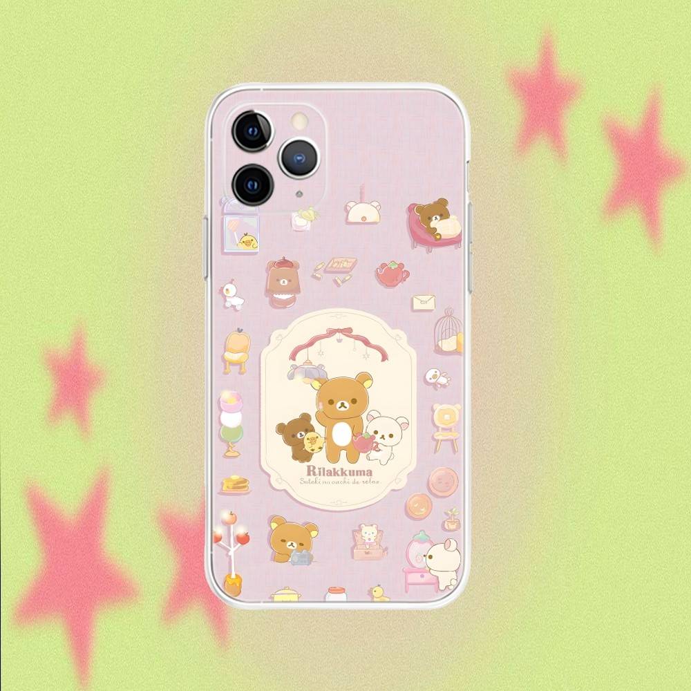 R-Rilakkuma Bear CUTE Phone Case For iPhone 17,16,15,14,13,12,11 Pro,Max,Plus,Air,X,XS,XR,SE,Mini Transparent Soft
