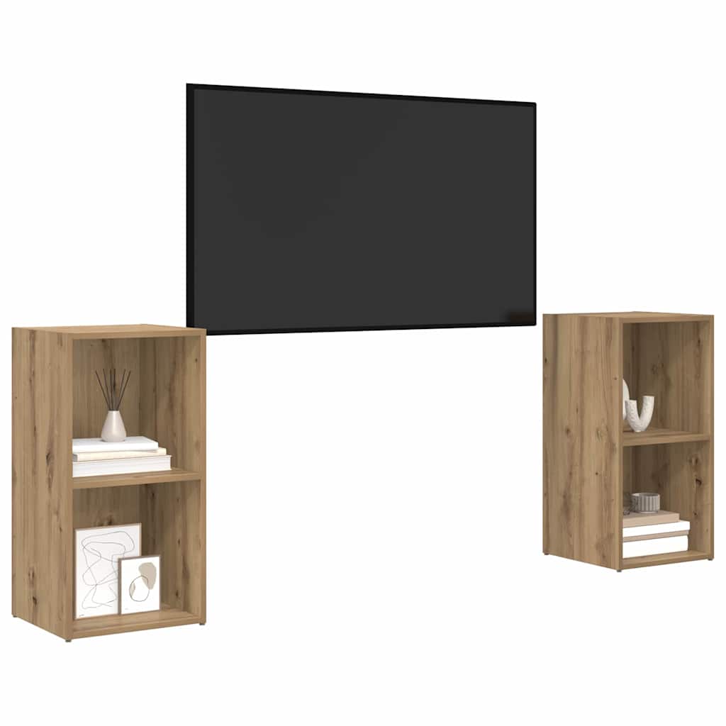 vidaXL TV Cabinet Set 2 pcs Artisan Oak 37 x 35 x 72 cm Particleboard
