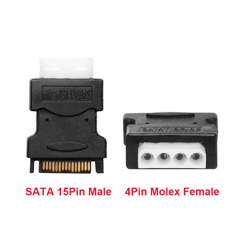 SATA to Big 4PIN Converter Male to Male SATA 15PIN HDD Power Supply Cable Adapter Hard Disk Female 4Pin Molex IDE Power Plug