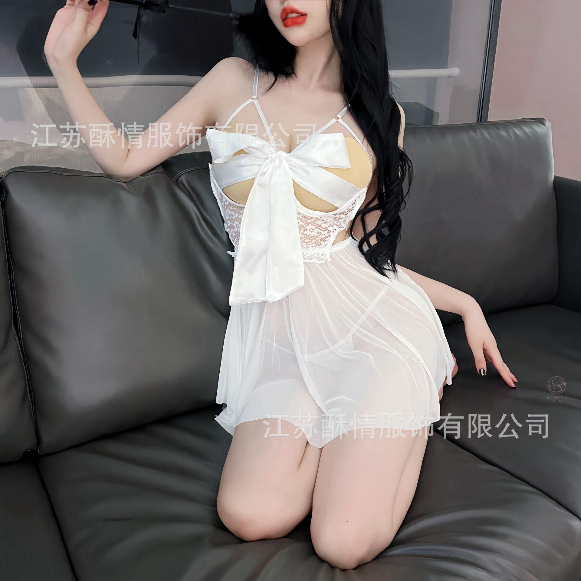 

Sexy lingerie pajamas uniform temptation free small chest large size new suit passion pure desire robe One size fits all белый