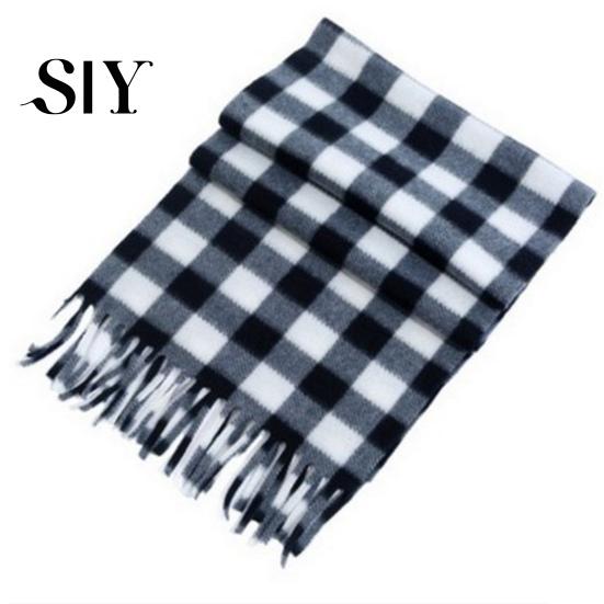 Soft Plaid Scarf Unisex Winter Color Matching Print Tassel Thick Warm Double-sided Checkered Shawl Plush Long And Wide Keep Neck Protection Lady Fall