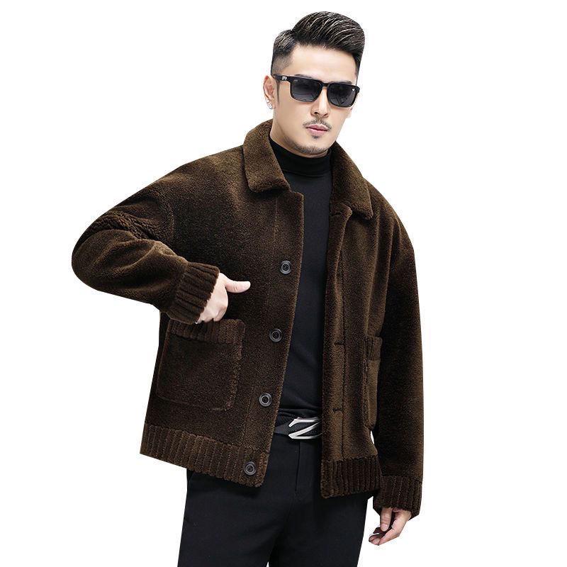 

He & Pin Hui Men s Double-Sided Wool Jacket - Drop Shoulder, Lapel, Non-Pilling, Loose Fit, Versatile Winter Wear 105-120 lbs