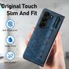 PU Leather Wrist Strap Cover for Samsung Galaxy Z Fold 6 5 4 3 5G Hard Phone Case with S Pen Holder & Finger Grip(no Pen)