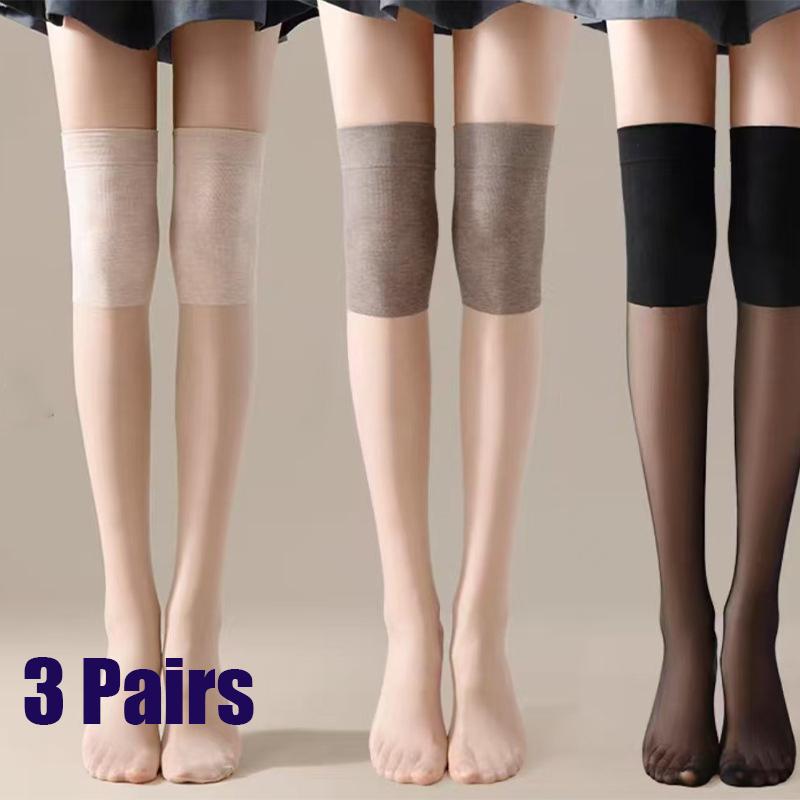 3Pair Summer Thin Anti-Snag Long Socks Women Over Knee Air Conditioning Cold Resistant Leg Skin Friendly Stockings