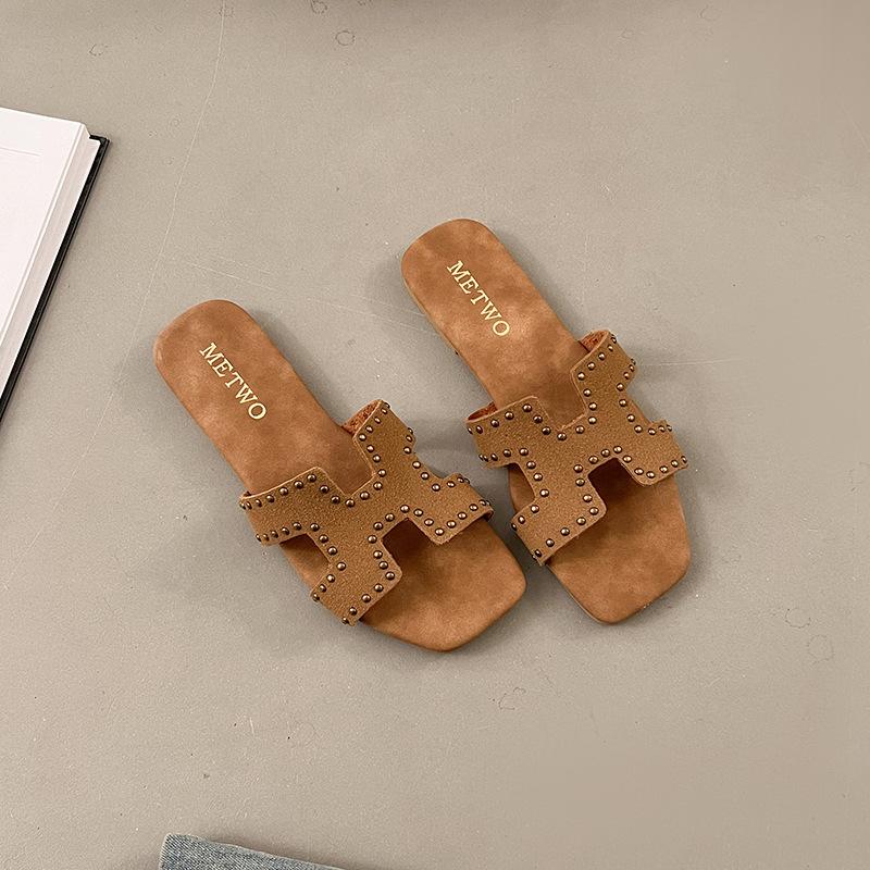 

Плоская подошва, Тапочки, Женская, Верхняя одежда, Выдолбленные, Открытый носок, Мягкая подошва, Повседневная обувь, Пляжные сандалии 36 коричневый