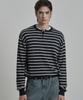 WORK ON BODY OFF Pano Semi-Overfit Striped Henley Neck Knit [Navy]