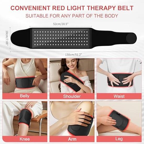 Red Light Therapy for Body 5 Light Levels Infrared Heat Therapy Belt Wrap for Back Waist Muscle Pain Relief 660nm 850nm Led Beads Device with Timer