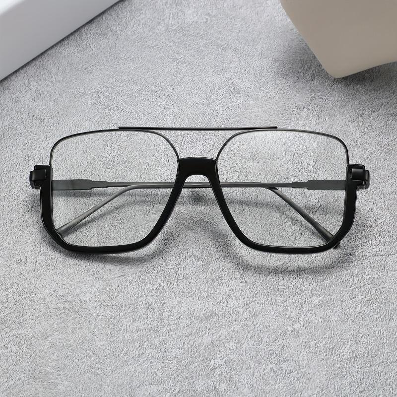 2 Pair of Universal Fashion Glasses Square-framed Glasses Fashionable Campus Style Clear Black Frame