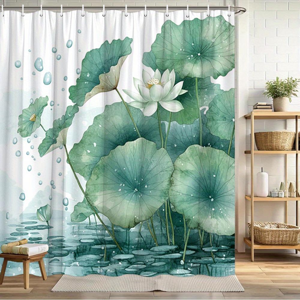 Enhance Your Bathroom With A Waterproof Shower Curtain Featuring Elegant Lotus Flowers For Aesthetic Appeal And Durability