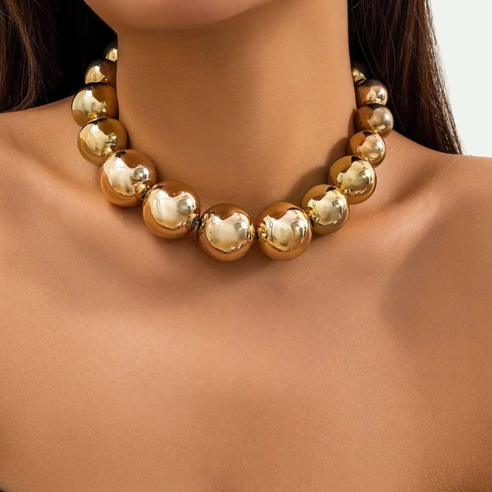 Elegant Large Pearl Necklace Set Exaggeration Neck Jewelry Big Ball Beads Chain Choker  Wedding