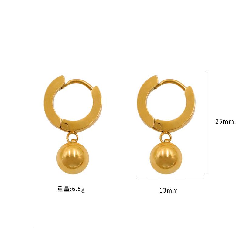 

Fashion Niche Titanium Steel Does Not Fade Geometric Round Popular Simple Gold Beads Female Versatile Jewelry Girl