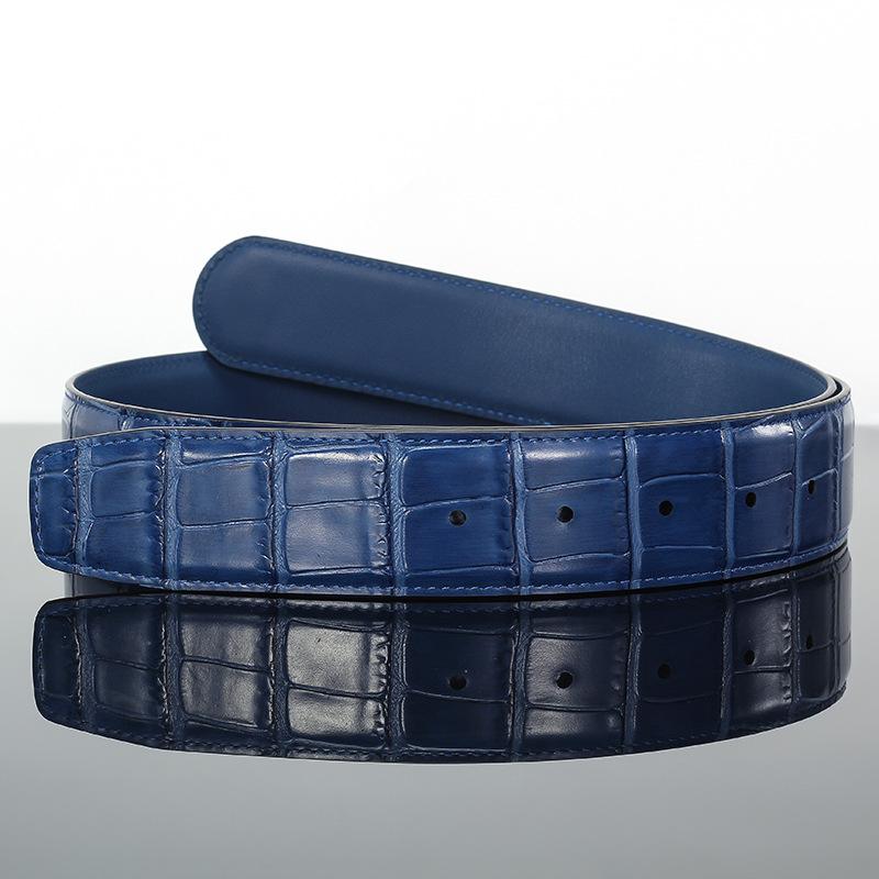 Mei Mary Smooth buckle belt, double-sided cowhide crocodile pattern belt, genuine leather