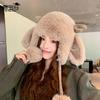 Cute plush hat women's winter outdoor cold protection, warm ear protection, antlers show face, small pullover hat