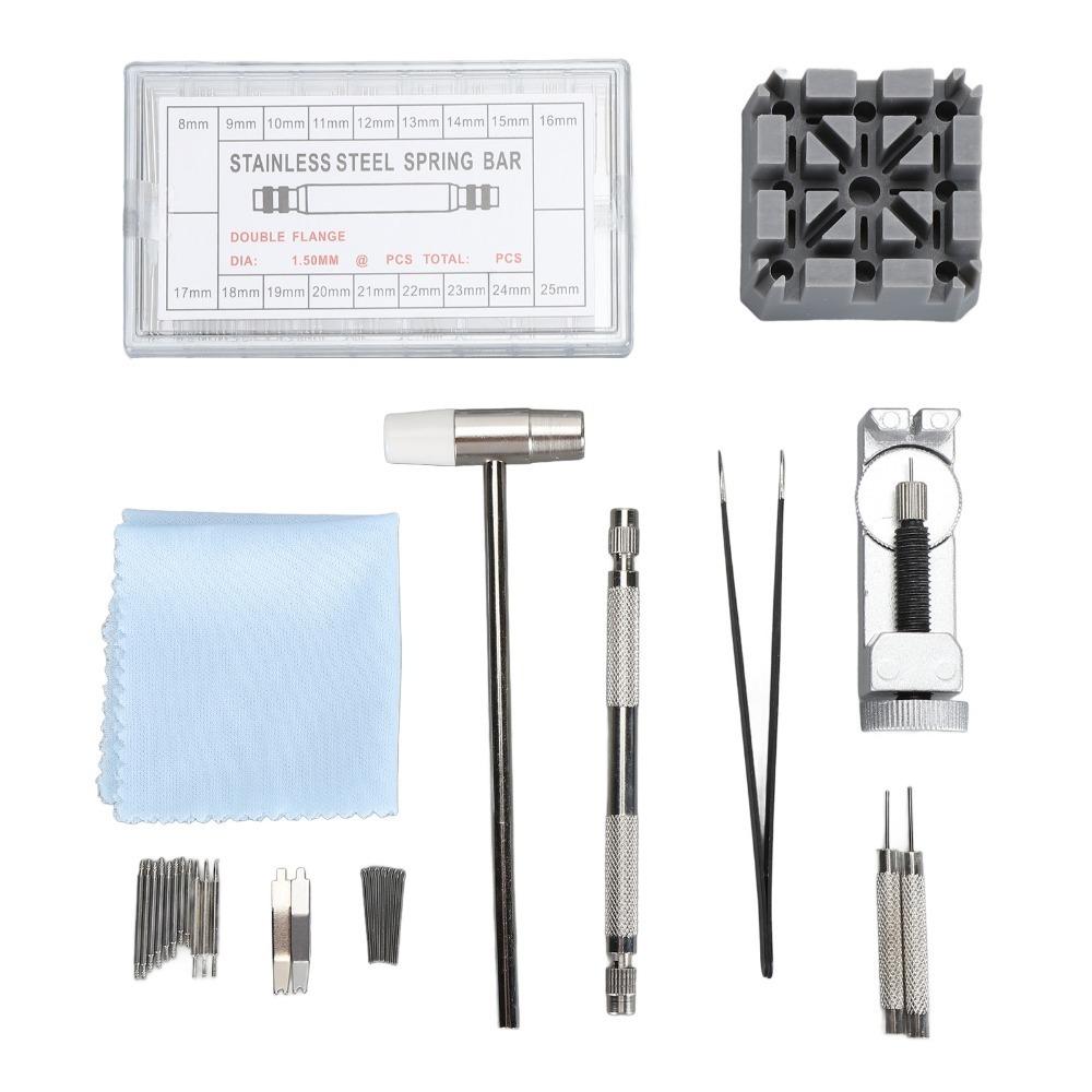 98pcs Metal Watch Band Strap Link Pins Remover Plastic Silver Watch Spring Bar Removal Tool Watch Link Remover Kit