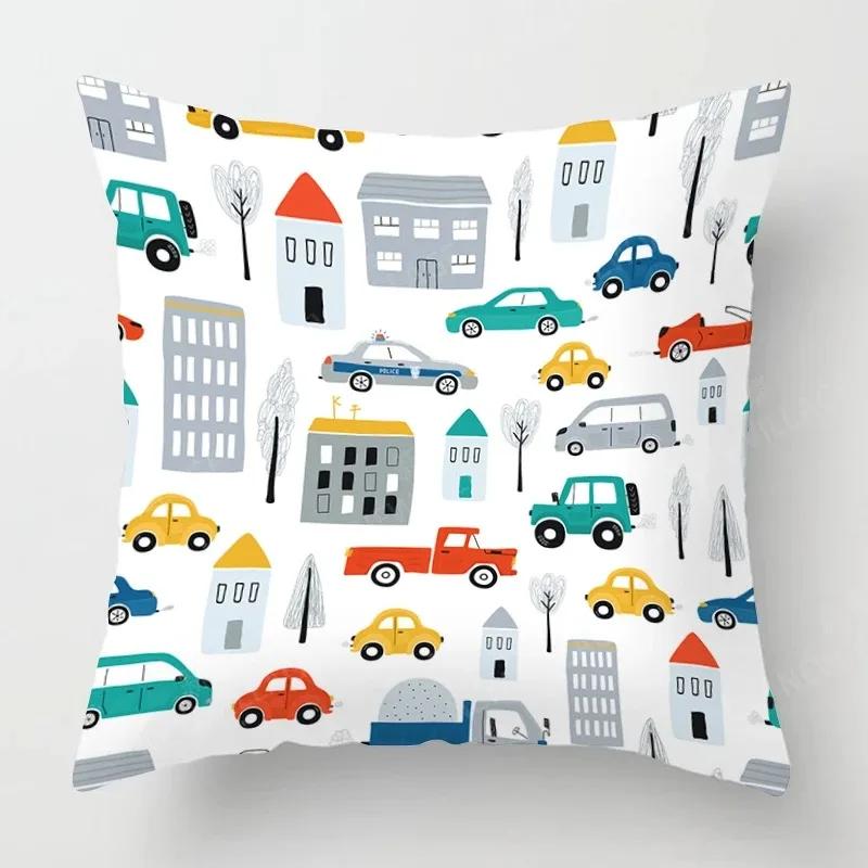 Cute Childlike Suitable for Children Type Square Cushion Cover Polyester Sofa Bedroom Living Room Pillowcase Decoration
