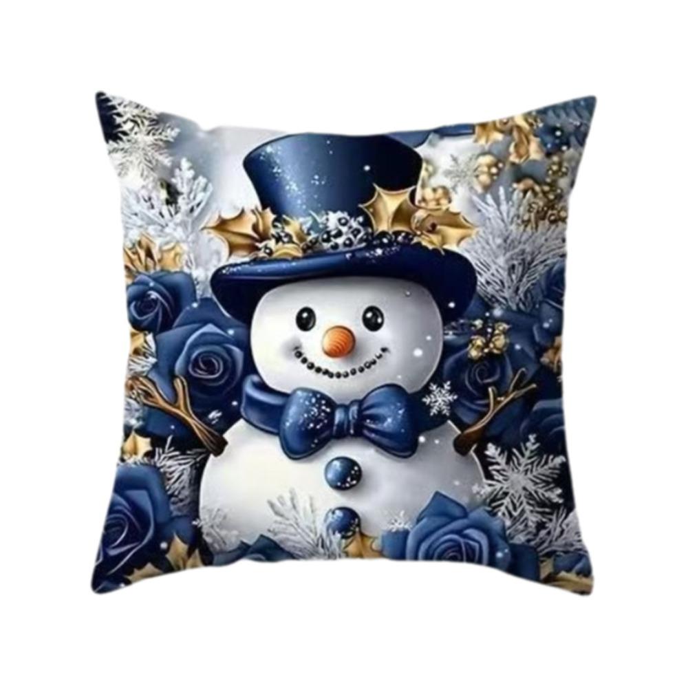 Festive Soft Christmas Pillow Covers 2D Printed Deer Throw Cushion Case Square Plaid Xmas Tree Pillowslip Living Room Decor