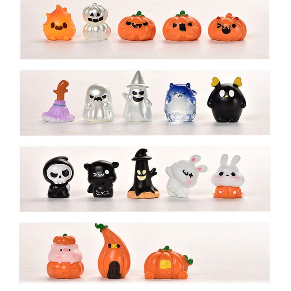 Resin Ghost Pumpkin Miniature Figurine Mini Halloween Fairy DIY Resin Craft  Halloween Decorations