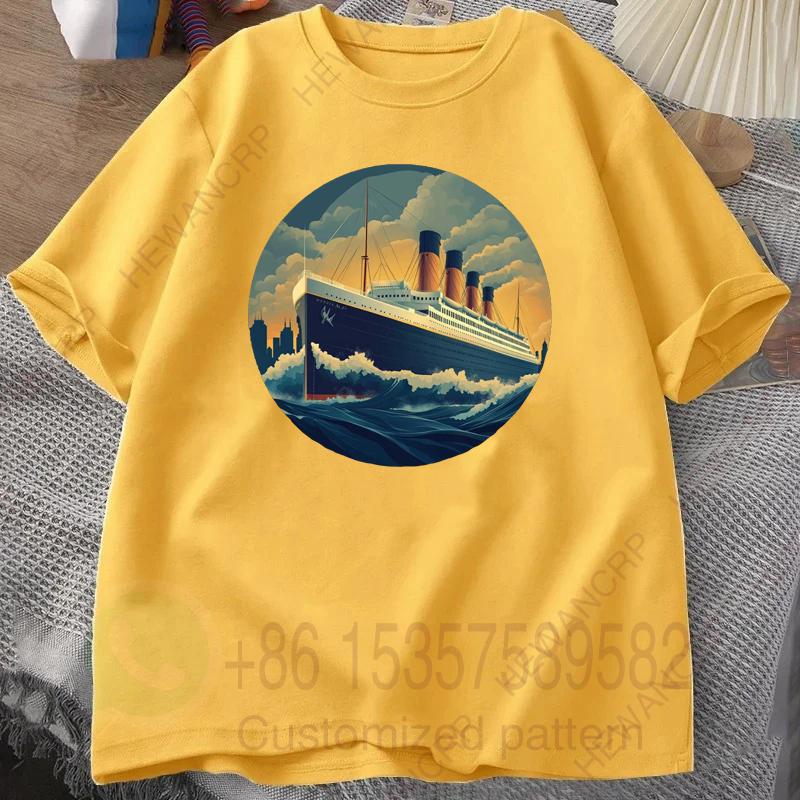 Mens Tracksuit Tshirt Boat Print Round Neck Short Sleeves Casual Cotton Pullover Sweatwicking Breathable Sportswear