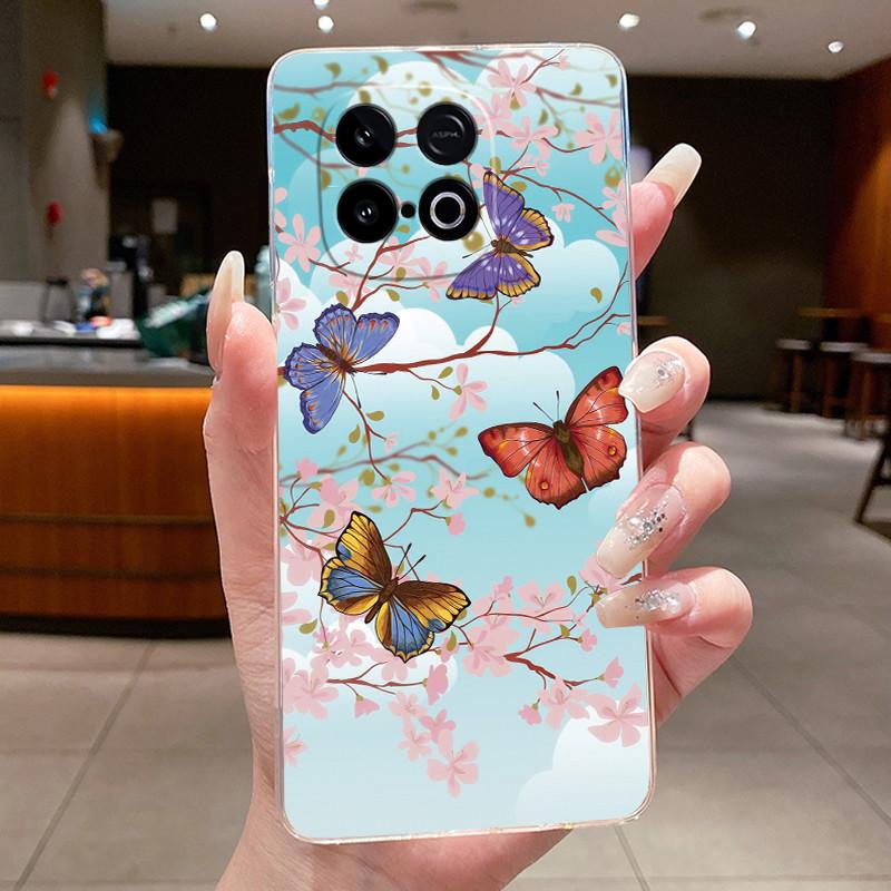 Luxury Butterfly Flower Case For Vivo iQOO Neo 10 / Neo10 ( Snapdragon 8s Gen 4 Version ) Clear TPU Silicone Cover Fundas Coque