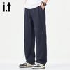 Izzue It Men's Solid Color Casual Straight-Leg Pants